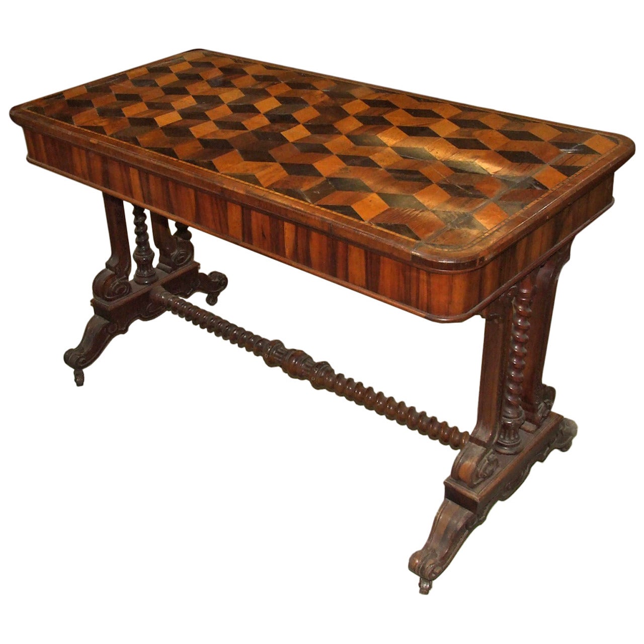 Palissandre table decorated with inlay For Sale