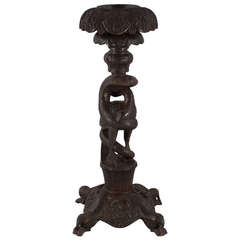 Wooden Flower Column of Exotic Historism, 19th Century