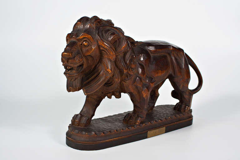 German Expressionistic Graved Lion, Wild and Heavy For Sale