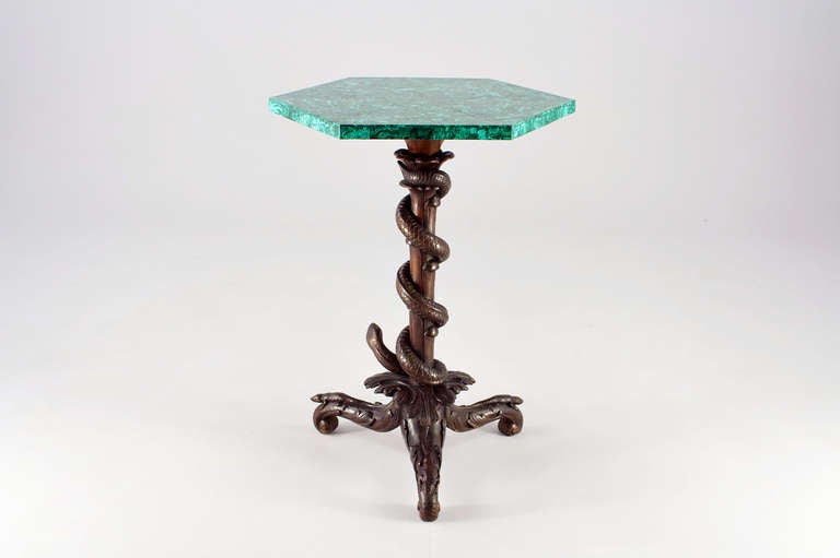 Mystic Coffetable with Snake and Saurian Carvings