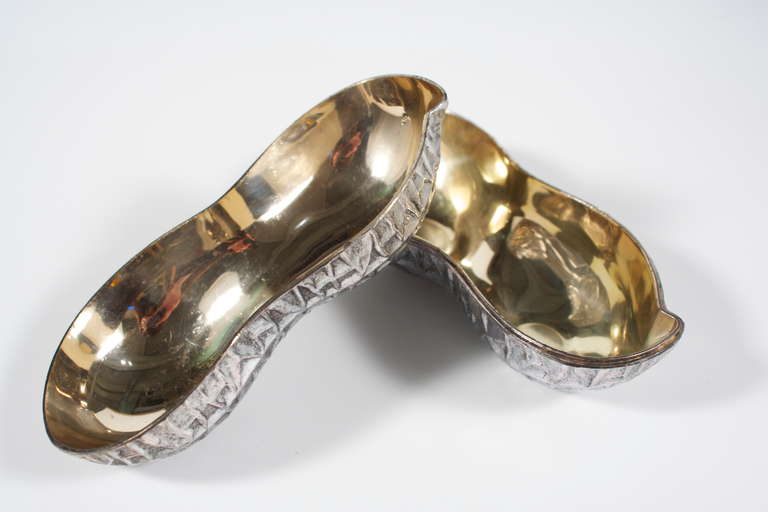 Brass Peanut Container with Silver Surface Inside, 1950s For Sale 3