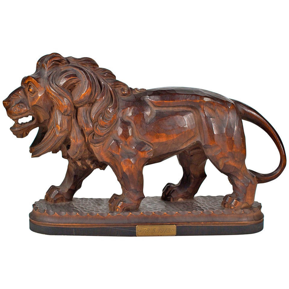 Expressionistic Graved Lion, Wild and Heavy For Sale