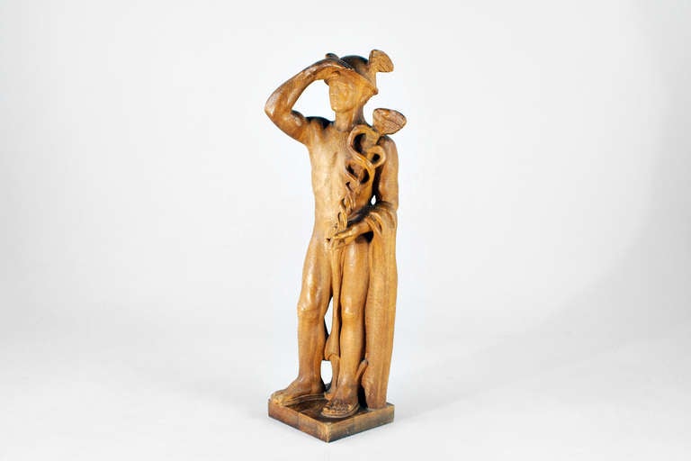 Carved Hermes with Rod of Asclepius