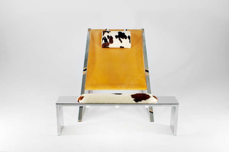 Bauhaus Archizoom Associati for Poltronova, 'Mies' lounge chair/ottoman, 1969 For Sale