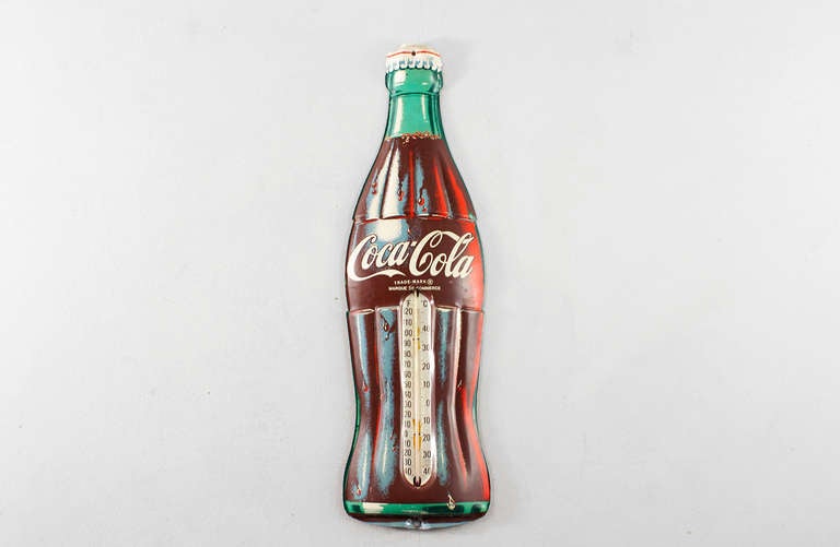 1960s Coca Cola Metal Hanger with Thermometer