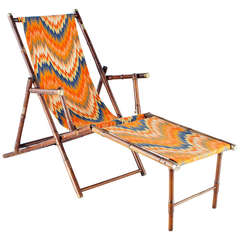 Antique Deck Chair, 1922, Bauhaus, Original Fabric