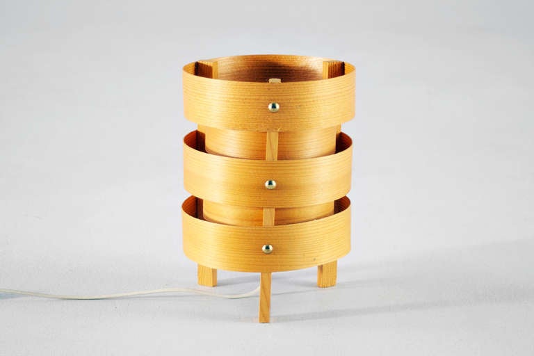 ISAMU NOGUCHI
Three-legged cylinder table lamp, prototype
Manufactured by Isamu Noguchi for Knoll, USA; plywood straps, wood and steel.
PROVENANCE: Toby E. Rodes, President Europe of Knoll International 1955-1966. He got this lamp from Mr.