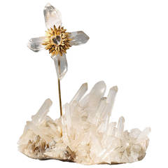 1970 Cross-Shaped Rock Crystal Flower for Yves Saint-Laurent, by Robert Goossens