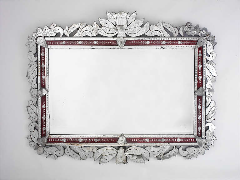 Antique Horizontal Venetian Red Mirror
