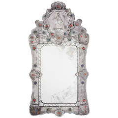 Large Vintage Swedish Style Venetian Mirror with Floral Cutouts