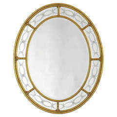 Adam Oval 22K Gold Mirror with Engraved Panels