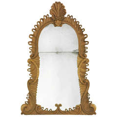 Antique Pine Art Nouveau Style Mirror