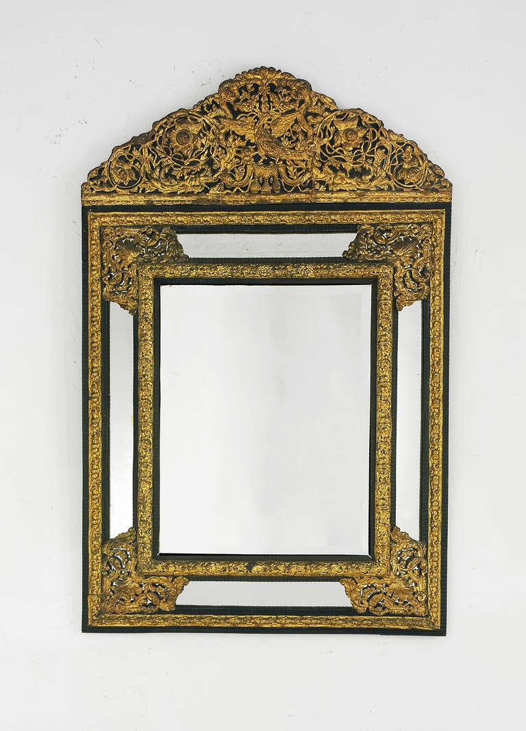 Vintage Brass Metal Clad Mirror