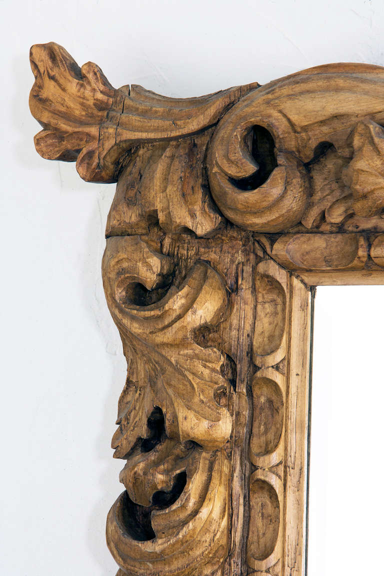American Vintage Irish Baroque Pine Mirror For Sale
