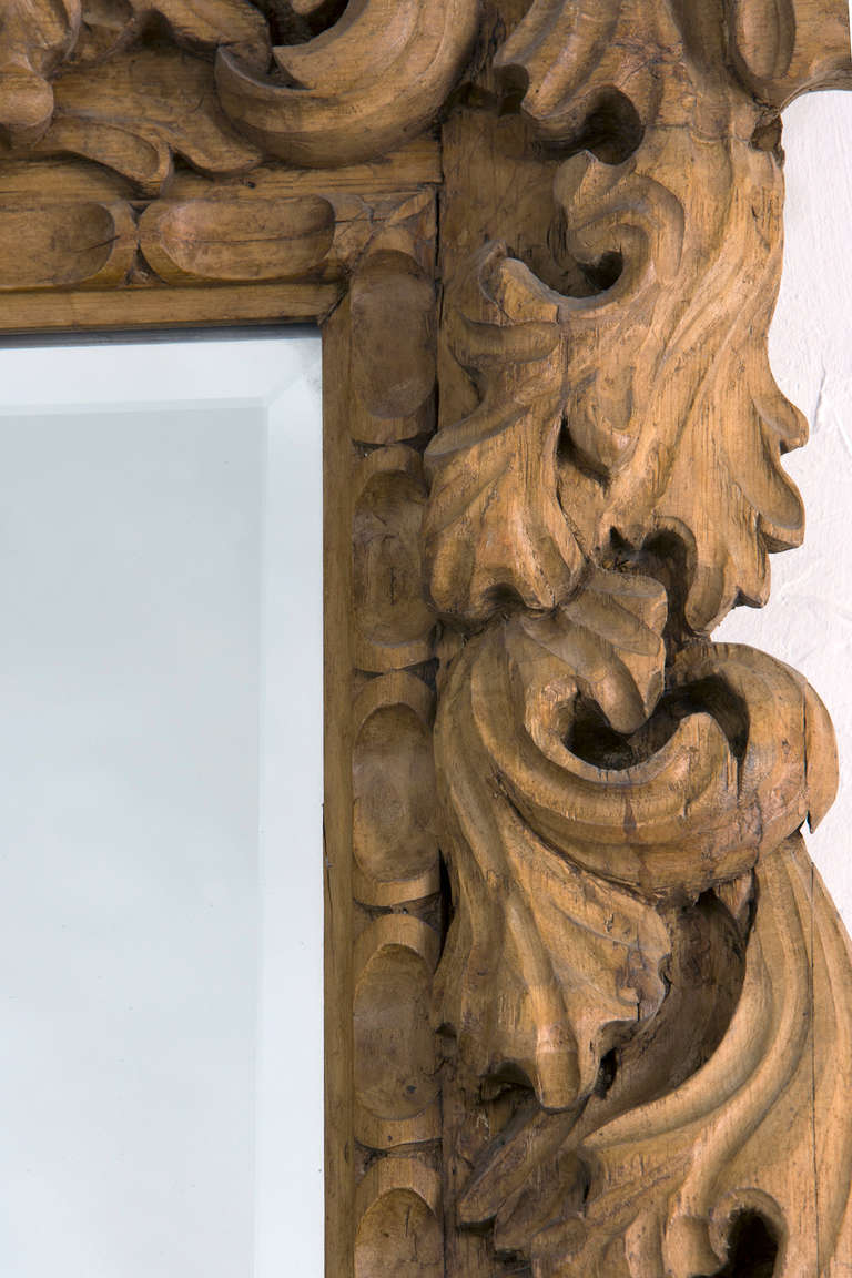 Vintage Irish Baroque Pine Mirror For Sale 1