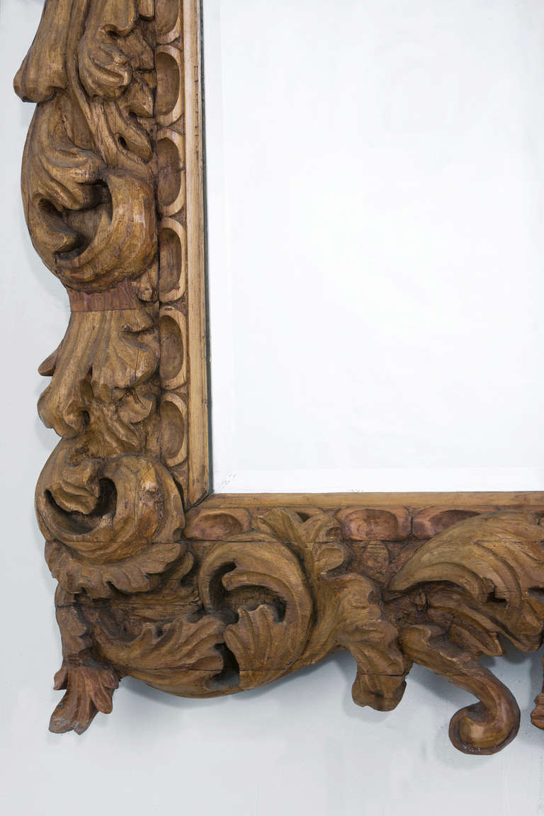 Vintage Irish Baroque Pine Mirror For Sale 3