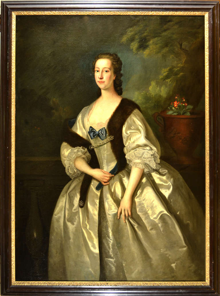 C71712
PORTRAIT OF A LADY
THOUGHT TO BE ALICIA OLDFELD

JEREMIAH DAVISON

Circa 1695 - 1745
Oil on canvas 64 ¾ x 46 ½ inches
Framed size 71 ½ x 53 ½ inches

Davison was born in London of Scottish parents.
He was recorded circa 1730 when