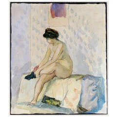 "Putting on Stockings" Painting