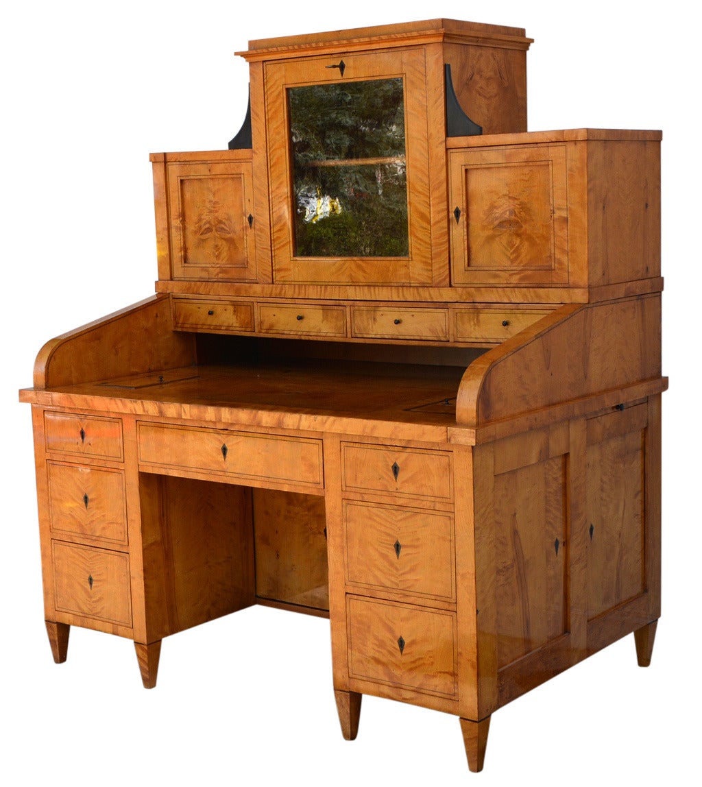 Veneer Biedermeier Period Desk, Northern Germany, 1830s For Sale