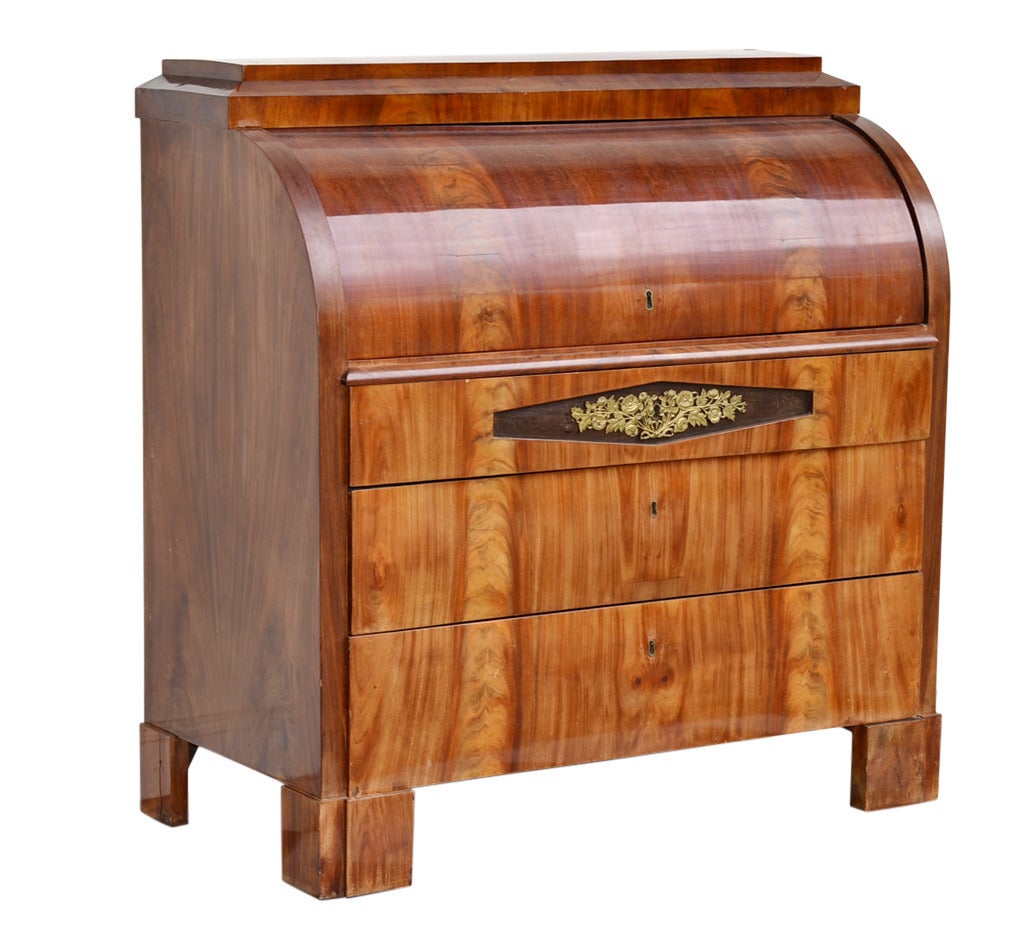 Biedermeier Period Cylindrical Secretary from Hamburg, 1830s