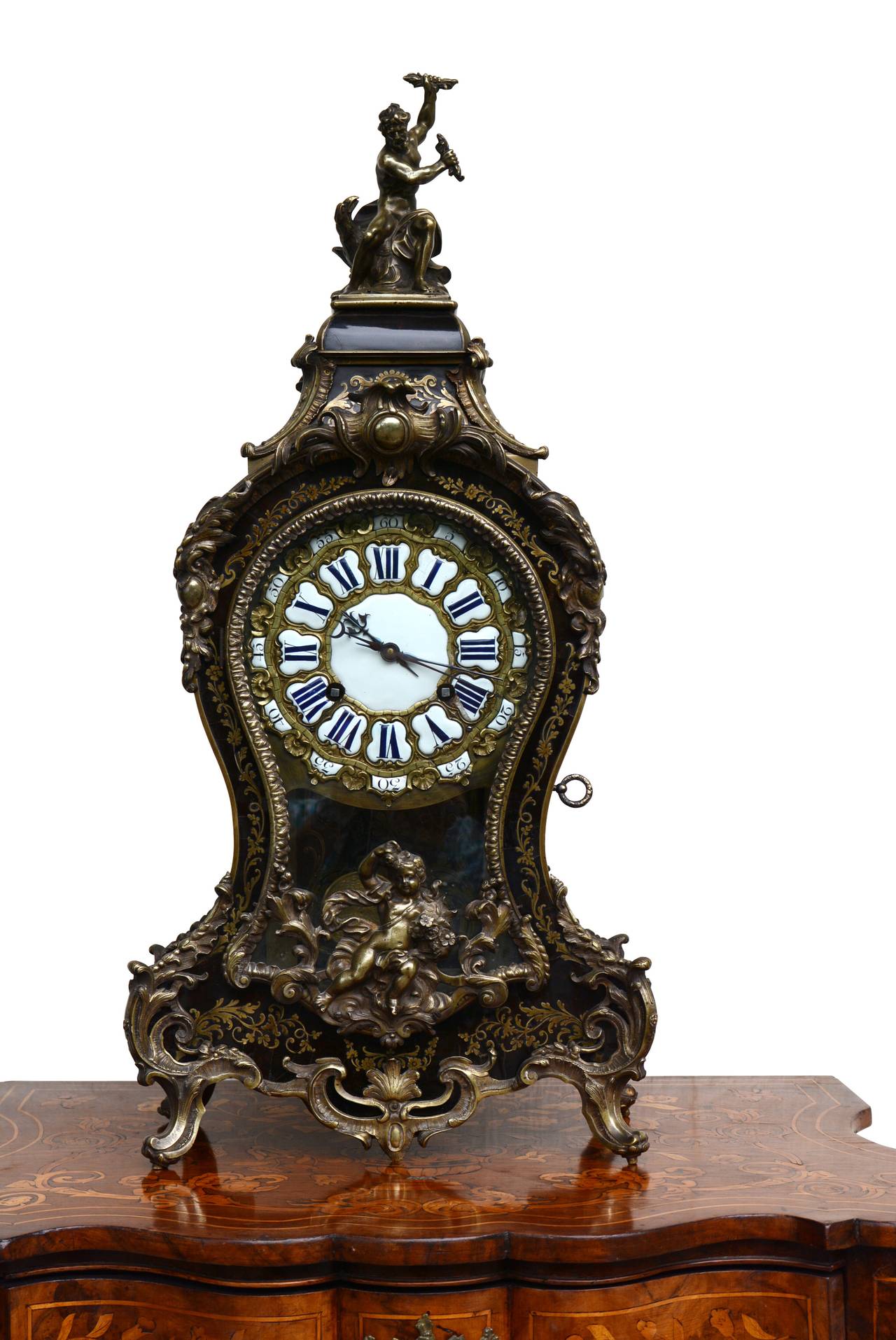 French Rare Louis XV Period Table Clock, François Goyer, 1750s For Sale