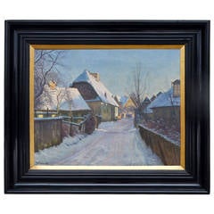 Emil Wennerwald, "Snowy Village" Painting