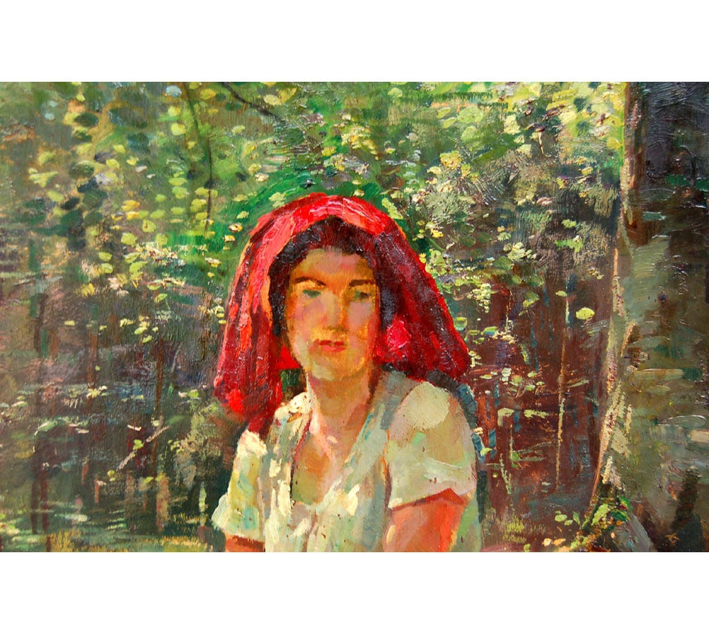 Leo Bauer - Girl in the Woods. Oil on canvas.

German painter Leo Bauer was born 1872 in Münstertal in the Black Forest. He received his training at the Academy of Fine Arts in Karlsruhe, where portrait painter Ernst Schurth (1848-1910) was one