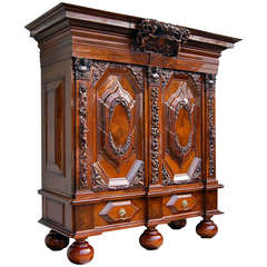 Authentique armoire de style baroque de Hambourg, vers 1700