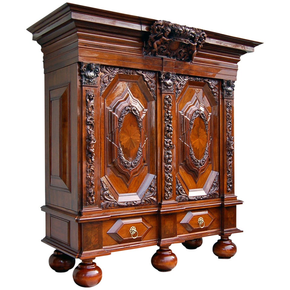 Authentic Baroque Style Cabinet from Hamburg, about 1700 For Sale