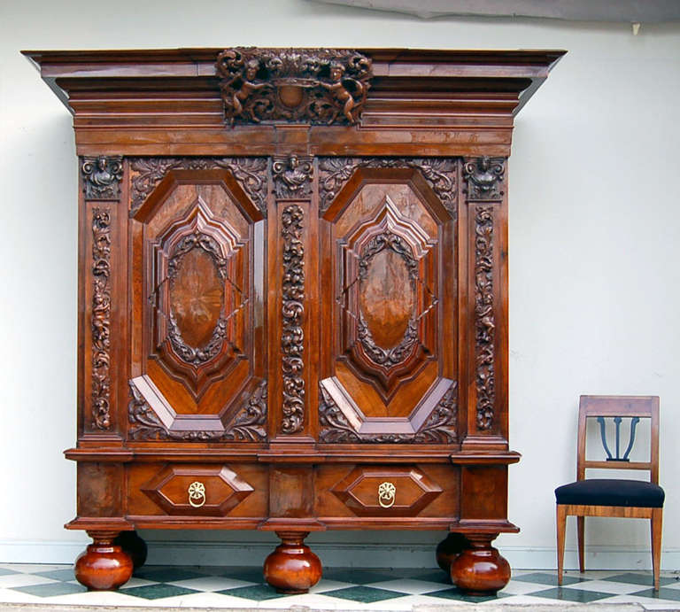 German Authentic Baroque Style Cabinet from Hamburg, about 1700 For Sale