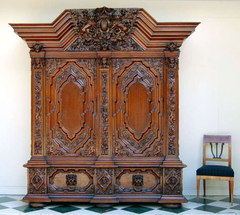 Baroque Authentic Hallway Cabinet from Gdansk, circa1890 For Sale