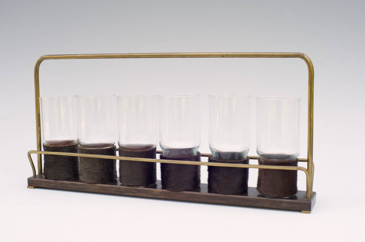 Drinking Glasses in Carrying Rack by Carl Auböck In Good Condition For Sale In Vienna, AT