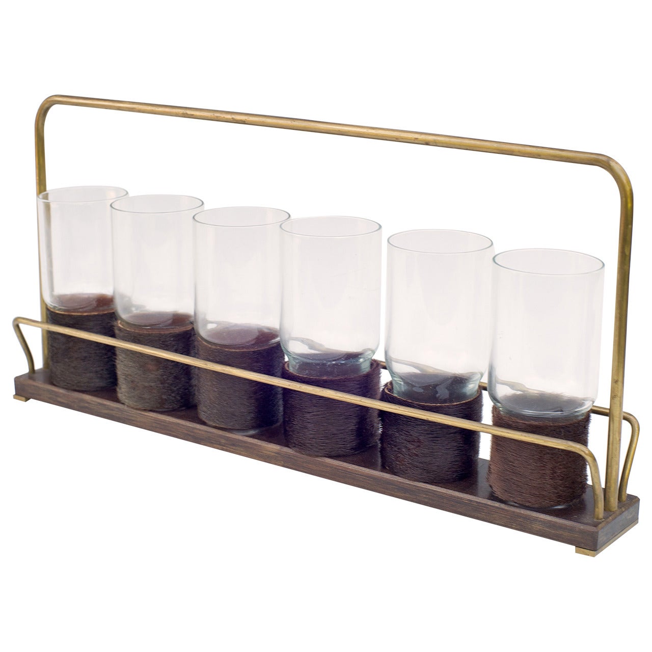 Drinking Glasses in Carrying Rack by Carl Auböck For Sale