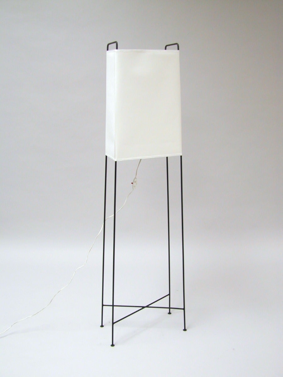 Rare, Minimalist floor lamp by Carl Auböck
Black painted iron rods,
Original piece from the 1950s!
Paper shade, renewed.
