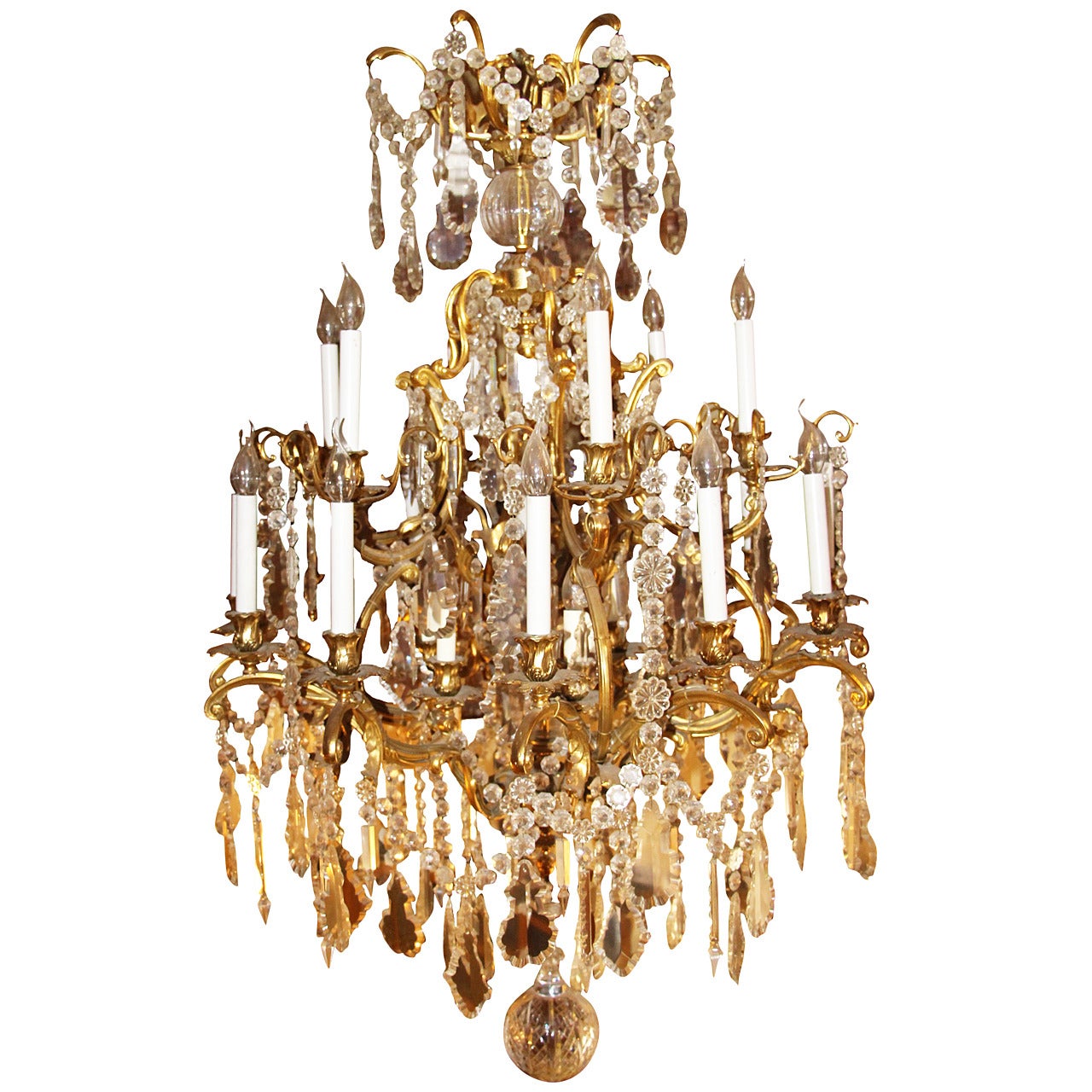 Louis XV Style Bronze and Crystal Chandelier