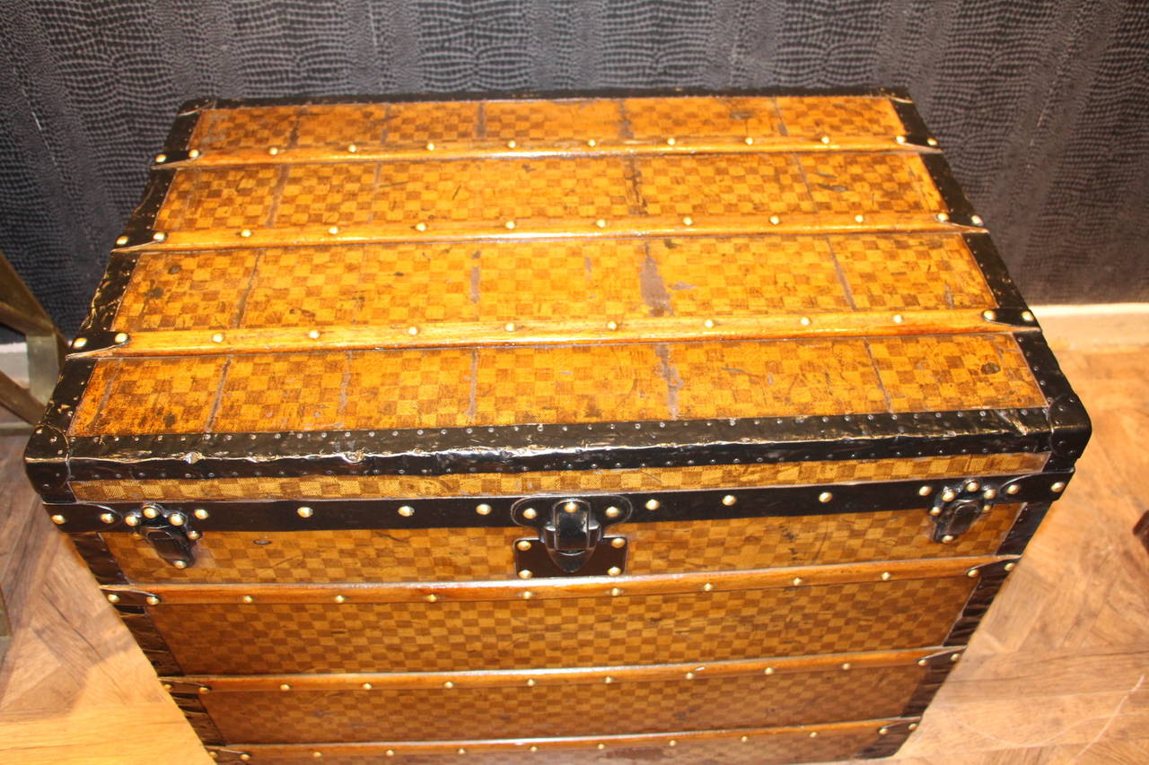 Early 20th Century 1900s Louis Vuitton Damier Canvas Steamer Trunk