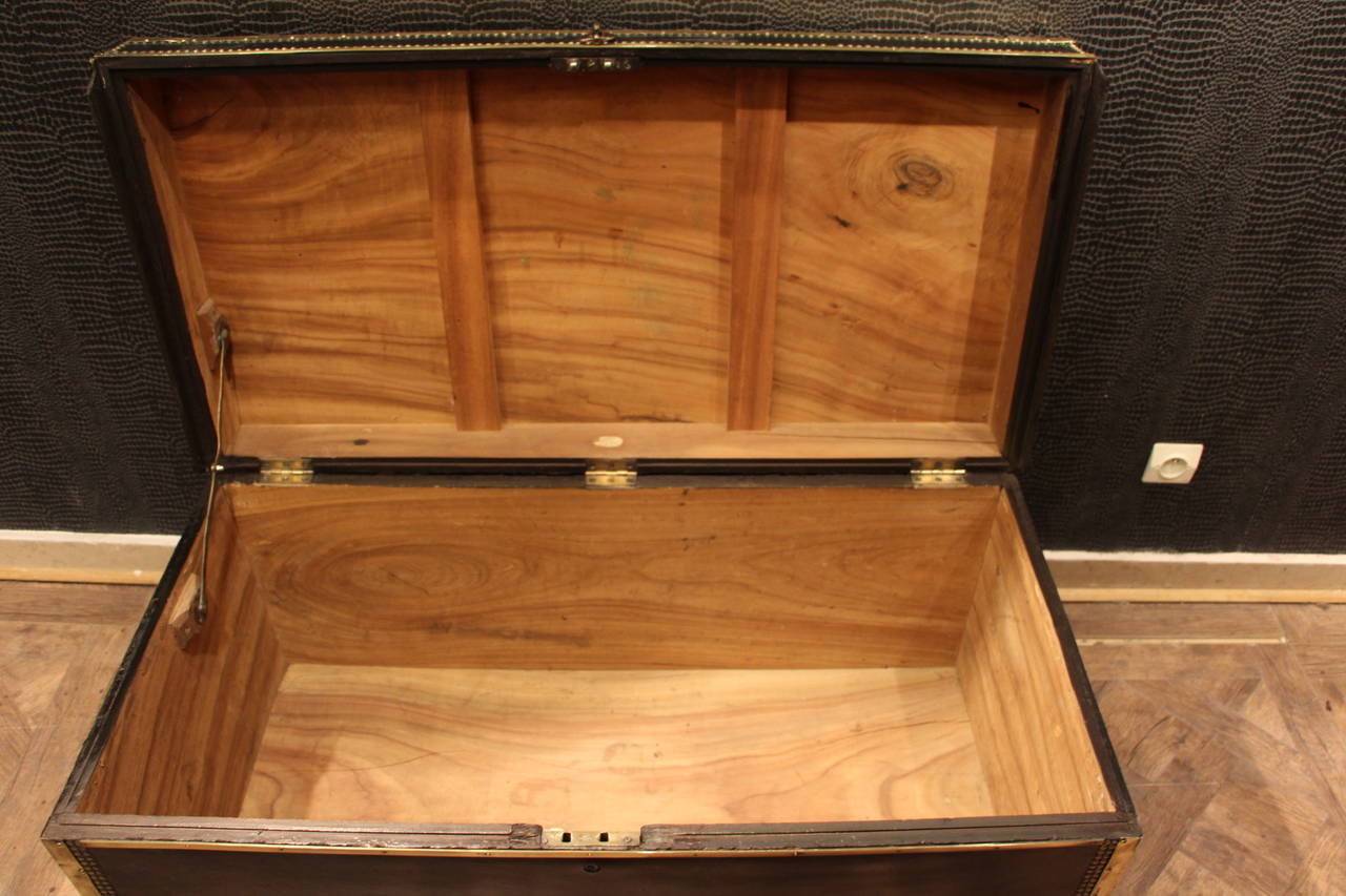 19th Century French Leather and Camphor Wood Steamer Trunk 6