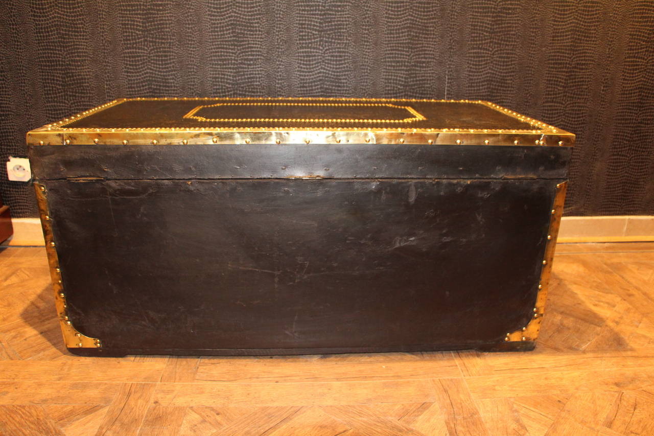 19th Century French Leather and Camphor Wood Steamer Trunk 3