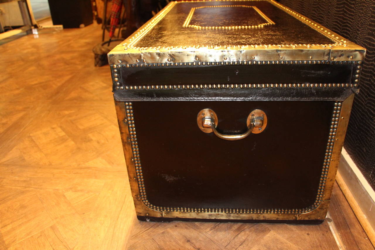 19th Century French Leather and Camphor Wood Steamer Trunk 4