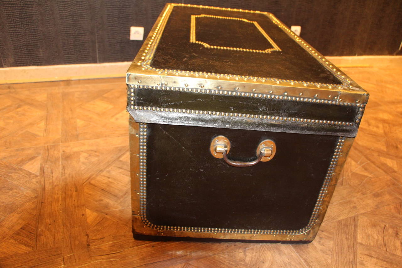 19th Century French Leather and Camphor Wood Steamer Trunk 5