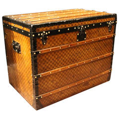 Antique 1900s Louis Vuitton Damier Canvas Steamer Trunk