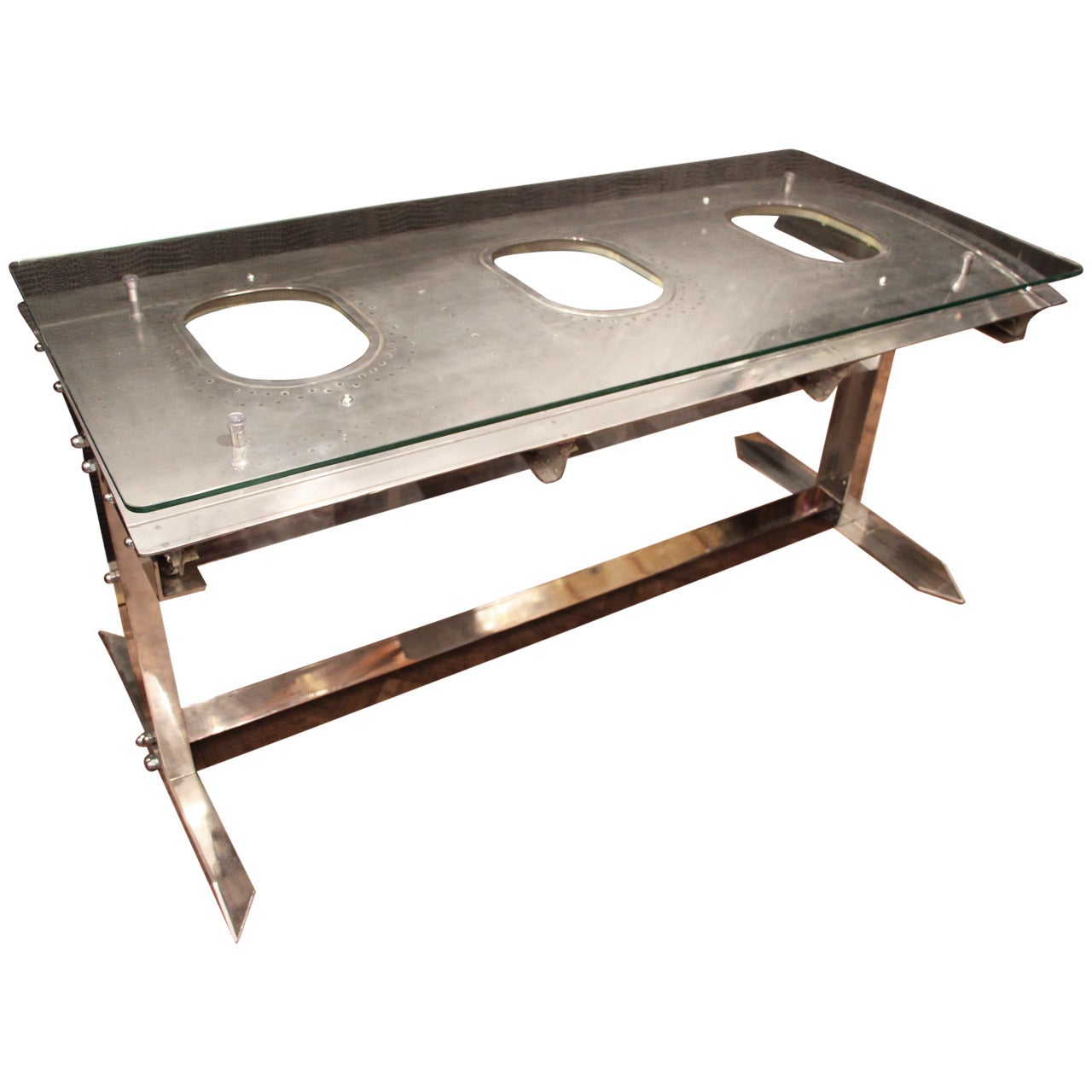Polished Aluminium Airplane's Fuselage Desk or Table