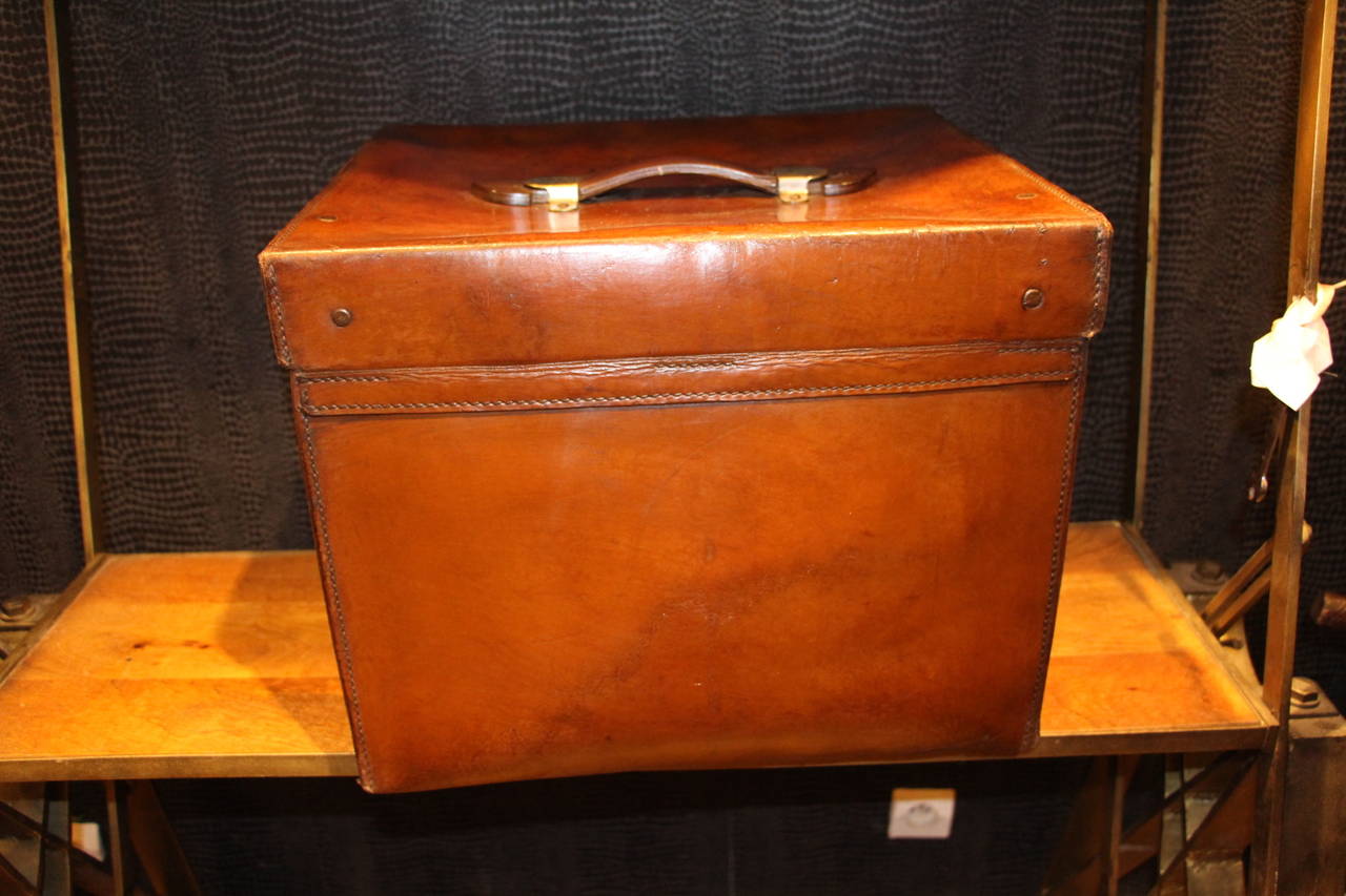 Early 20th Century 1920s Leather Hat Box