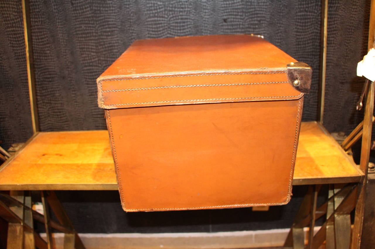 British 1930s Leather Hat Box