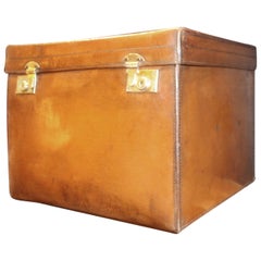 Antique 1920s Leather Hat Box