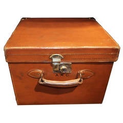 Antique 1930s Leather Hat Box
