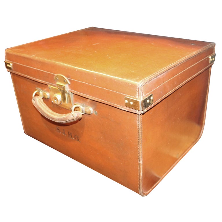 1930s Leather Hat Box For Sale