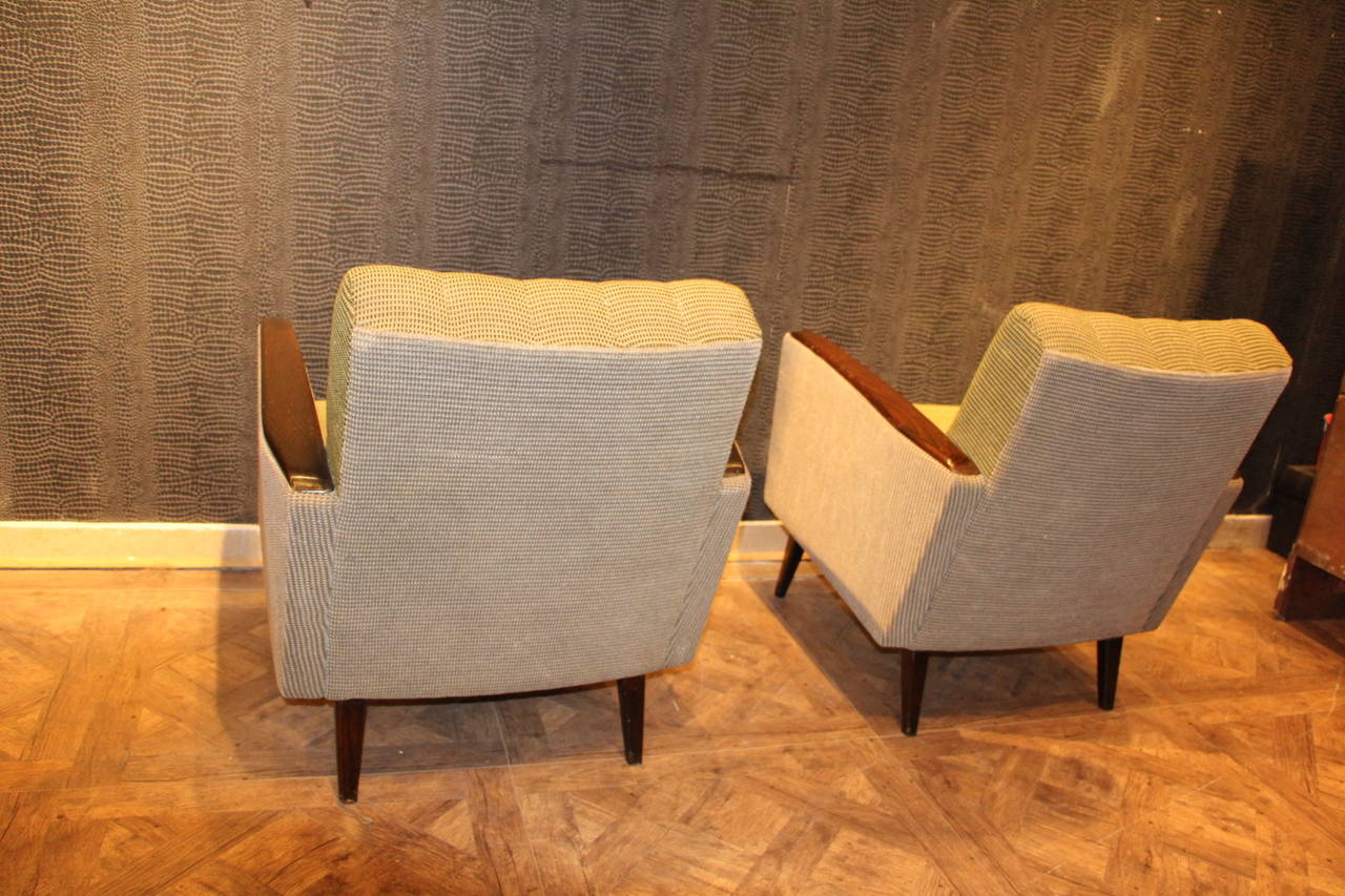 Fabric 1950s Modernist Italian Pair of Chairs