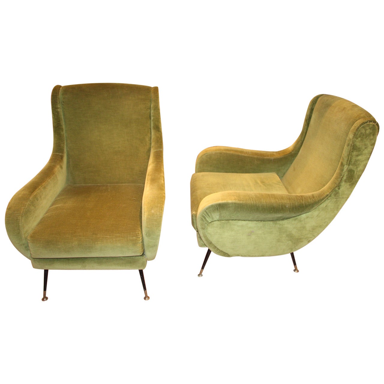 Pair of Italian Mid-Century Modern Armchairs in the Style of Marco Zanusso