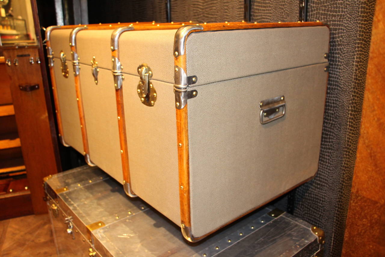 1930s French Faux Galucha Steamer Trunk 5